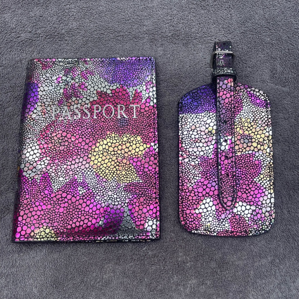 Lodis Floral Metallic Mermaid  Passport Holder and Luggage Tag Set